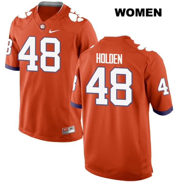 Women's Clemson Tigers #48 Landon Holden Stitched Orange Authentic Nike NCAA College Football Jersey QUW0346PL